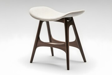 White functional chair stool or footstool. Interior design concept. Isolated object on white background