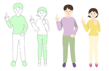 Pointing Gesture People Illustration Set