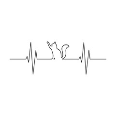 Heart line cat svg cut file. Isolated vector illustration. © db
