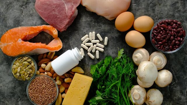 Foods contain zinc and selenium food. Selective focus.