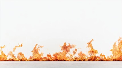 fire flame. cut out. Over white Studio Background.