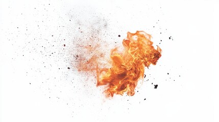 fire flame. cut out. Over white Studio Background.