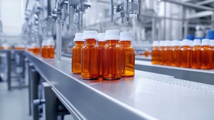 pharmacy pills in modern industry productional line.