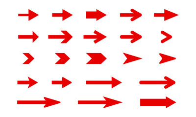 赤色のシンプルな矢印アイコン集 Simple Red Arrows Collection