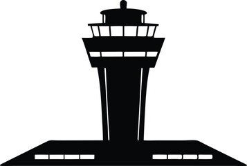 air traffic control tower silhouette vector symbol
