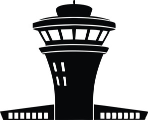 air traffic control tower silhouette vector illustration