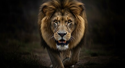 Fototapeta premium Majestic African Lion A Powerful Portrait of Wildlife