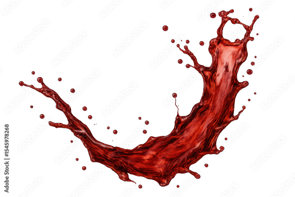 Poster dynamic splash of red liquid, isolated on transparent background, perfect for adding a vibrant touch