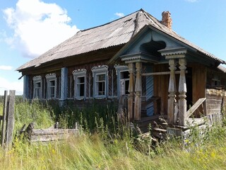 An old dilapidated village abandoned house