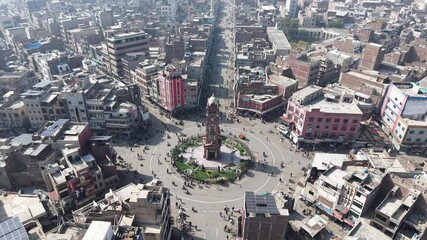 Faisalabad Clock Tower, ghanta ghar bazaar formerly known as Lyallpur Clock Tower Punjab Pakistan, south asia - 120 year old clock tower