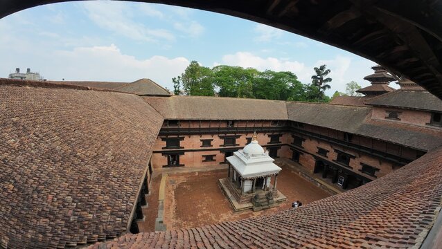 Keshav Narayan Temple Courtyard Interior with Traditional Roof Tiles, Patan Durbar Square, Nepal