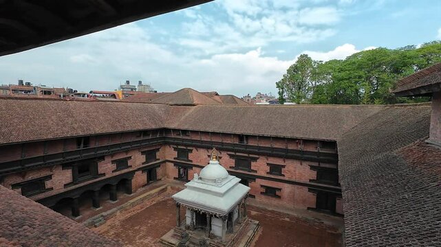 Keshav Narayan Temple Courtyard Interior with Traditional Roof Tiles, Patan Durbar Square, Nepal