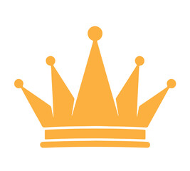 A simple orange crown icon symbolizing royalty, success, or premium quality. Its plain white background makes it versatile for branding, web design, app icons, awards, or celebratory graphics.