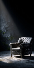 Moldy Abandoned Leather Chair in Dusty Room
