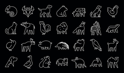 Animals logos collection. Animal logo set. Geometrical abstract logos. Icon design