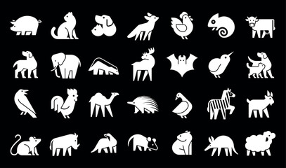 Animals logos collection. Animal logo set. Geometrical abstract logos. Icon design