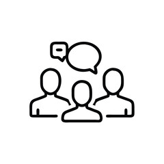 Handdrawn Line Art Icon Three People Group Discussion Social Communication Teamwork Collaboration