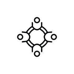 Line Drawing Four People Seated Circular Table Social Justice Meeting Handdrawn Icon
