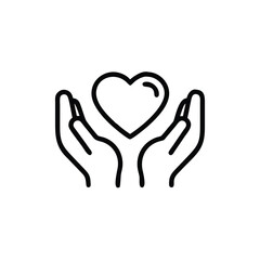 Two Hands Gently Holding a Large Heart Shape Handdrawn Line Art Icon Social Justice Symbol