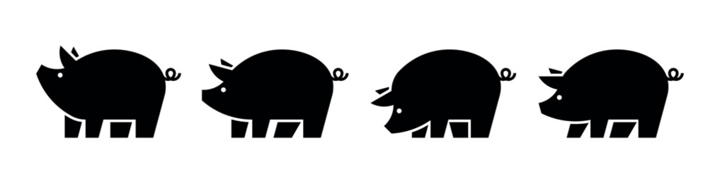 Set of Pig logo. Icon design. Template elements
