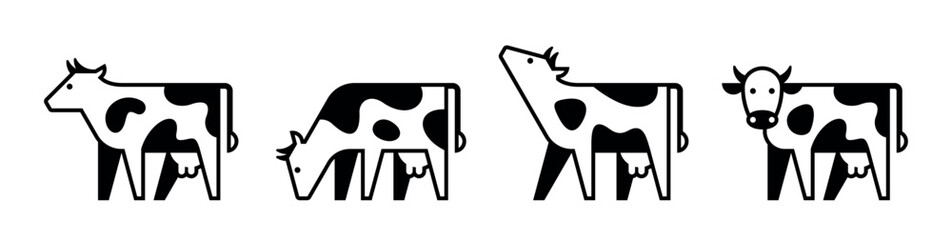 Set of Cow logo. Icon design. Template elements
