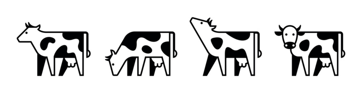 Set of Cow logo. Icon design. Template elements
