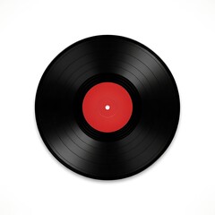 The nostalgic allure of vinyl a classic black record with a vibrant red label evoking memories of vintage music and