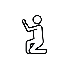 Line Art Illustration of a Person Kneeling in Prayer Hands Raised in Supplication