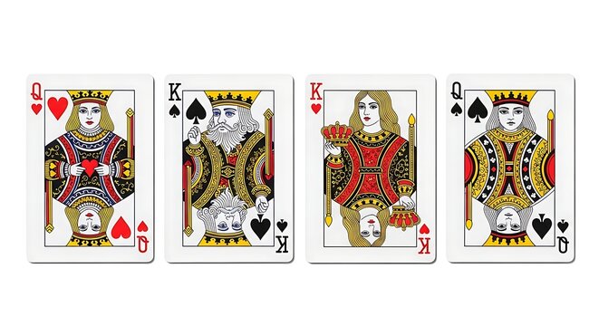Royal Flush Dream A game of chance with four regal playing cards the King Queen of hearts spades displayed against a