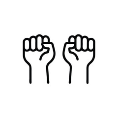 Two Line Art Hands Raised in Fists Social Justice Symbol Handdrawn Illustration vector