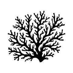 Obraz premium Black and white silhouette of seaweed or coral