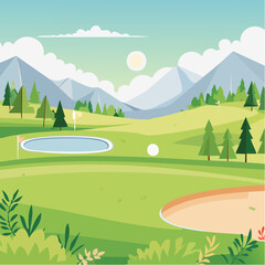 Fototapeta premium landscape of a golf field , abstract vector illustration