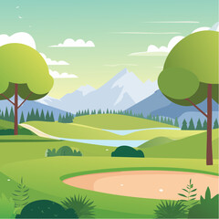 Obraz premium landscape of a golf field , abstract vector illustration