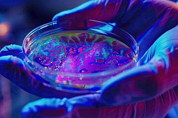 High Resolution Visual of Lab Technician Performing Examination Under Microscope