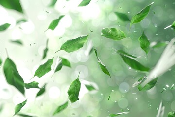 Green Floating Leaves Flying Leaves Green Leaf Dancing, Air Purifier Atmosphere Simple Main Picture