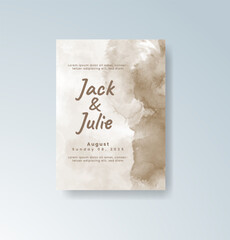 Wedding invitation with abstract splash watercolor