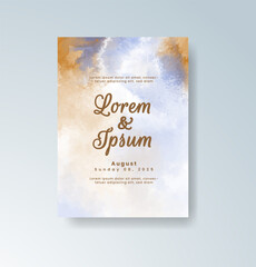 Wedding invitation with abstract splash watercolor