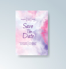 Wedding invitation with abstract splash watercolor