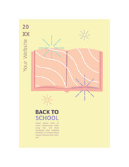 Back to School Themed Poster with a Book and Wavy Line Art in Flat Style