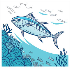 Obraz premium Sea food artwork. Canned fish artwork. Sardines fish artwork for t shirt print, poster, sticker fish vector
