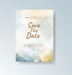 Wedding invitation with abstract splash watercolor