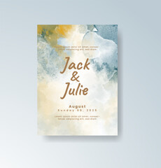 Wedding invitation with abstract splash watercolor