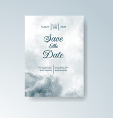 Wedding invitation with abstract splash watercolor