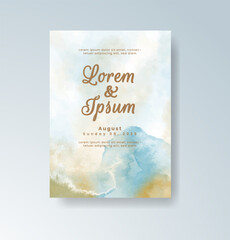 Wedding invitation with abstract splash watercolor