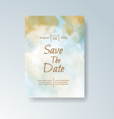 Wedding invitation with abstract splash watercolor