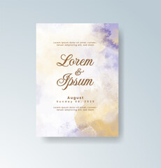 Wedding invitation with abstract splash watercolor
