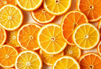 Obraz premium Vibrant citrus slices seamlessly repeating, orange and lemon halves , peel, repeat