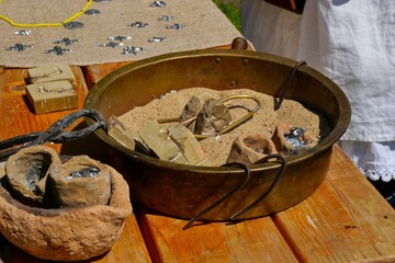 Hands-on Viking Age Jewelry Making Workshop.  Medieval Craft Demonstration at Historical Fair.