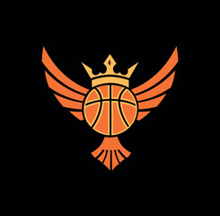 Crown and Basketball wings Logo Icon