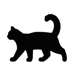 Black cat animal silhouette vector illustration isolated on white